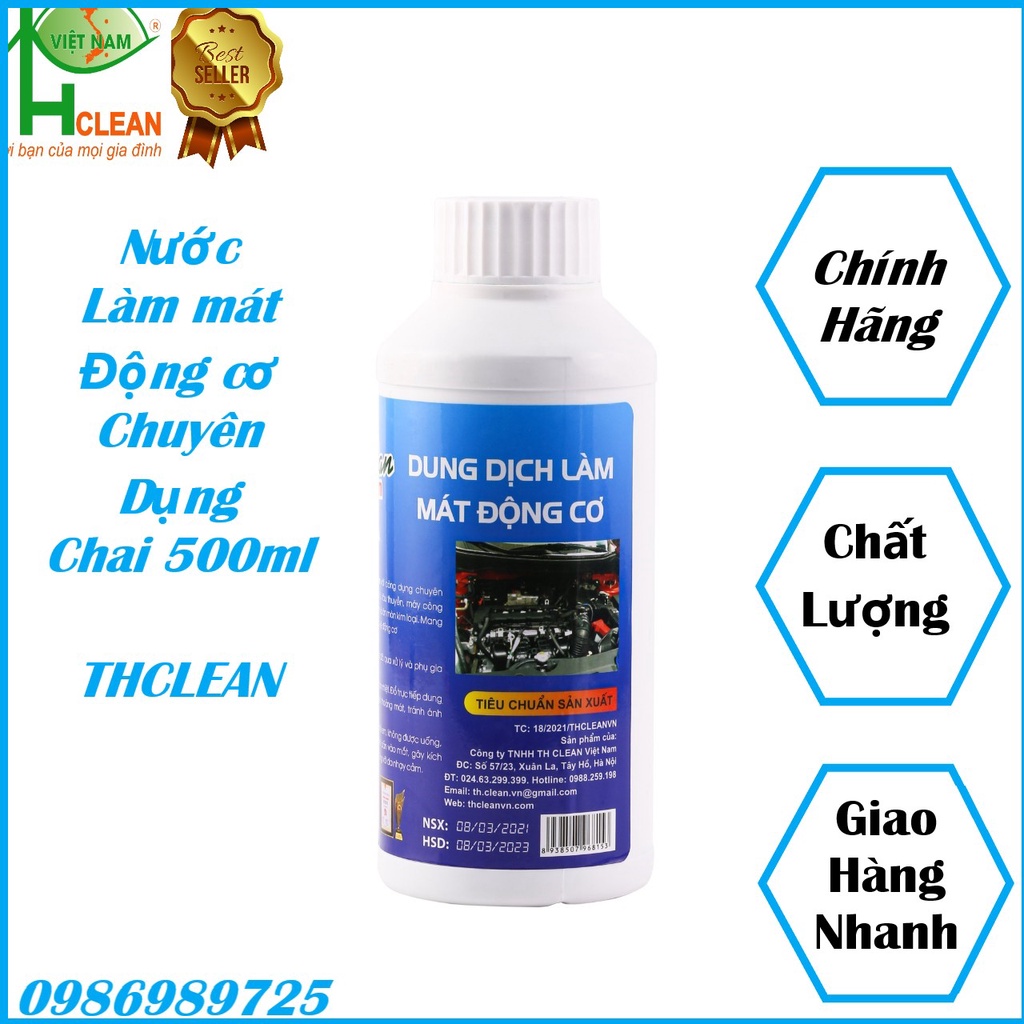 Nước làm mát ô tô, xe máy,Nước làm mát động cơ TH CLEAN chuyên dụng chai 500ml sử dụng cho mọi loại xe