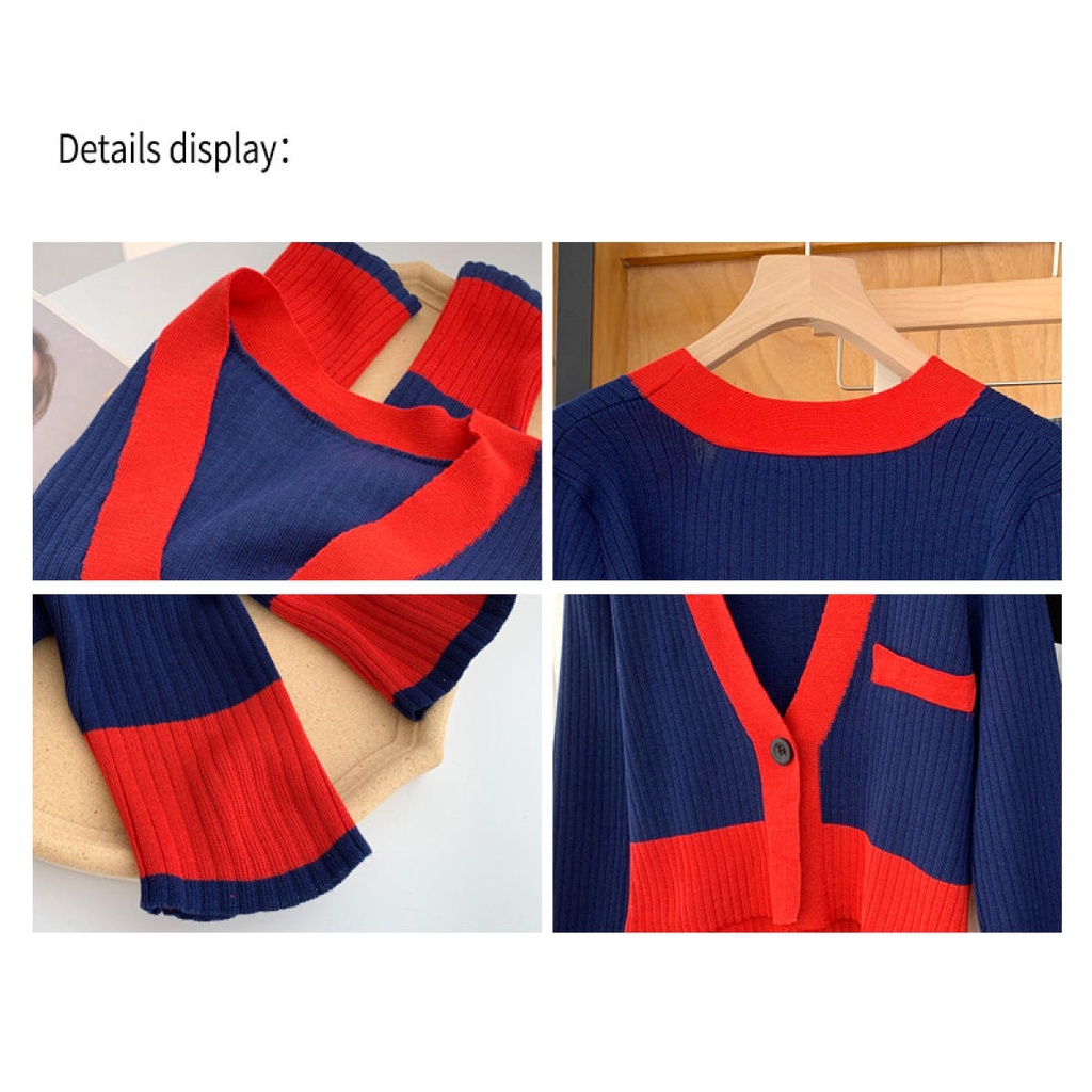 QKOOLE Áo len  dài tay cổ chữ V phong cách Hàn Quốc đơn giản thời trang đáng yêu cho nữ