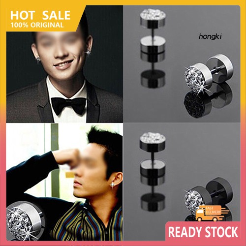 (Hàng Mới Về) Set 2 Khuyên Tai Đính Đá Bằng Thép Không Gỉ Thời Trang Cho Nam