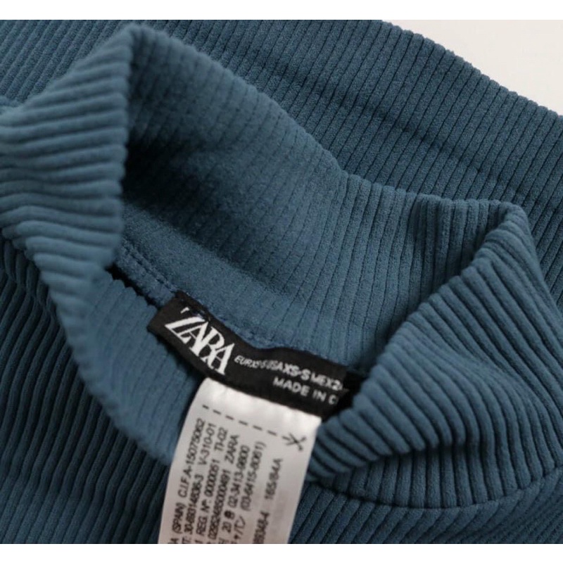 Áo croptop thun tăm zara chuẩn auth màu xanh