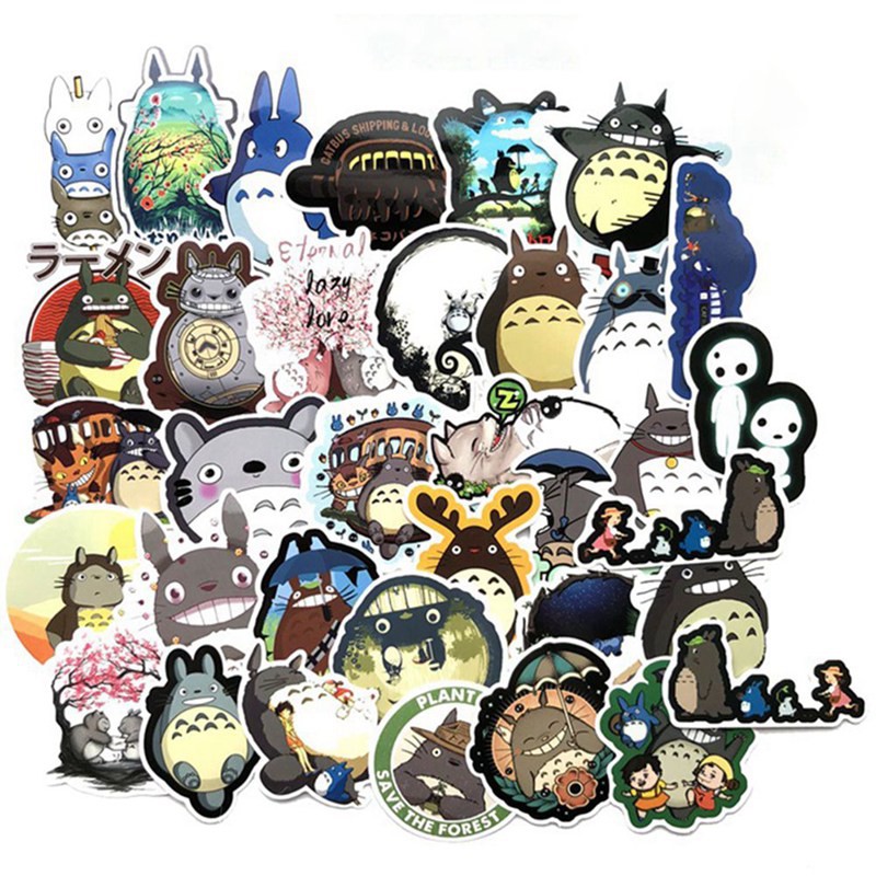 Bộ 64 miếng sticker dán hình nhân vật My Neighbor Totoro dễ thương trang trí laptop/vali/tủ lạnh