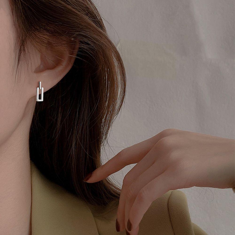AROMA Đôi Bông Tai Hình Chữ Nhật Đính Đá Thời Trang Cho Nữ