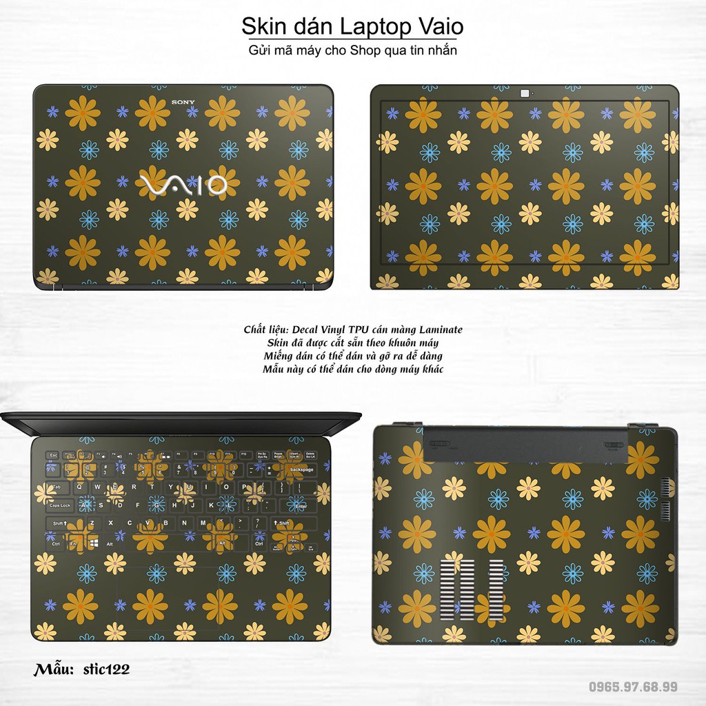 Skin dán Laptop Sony Vaio in hình Hoa văn sticker nhiều mẫu 20 (inbox mã máy cho Shop)