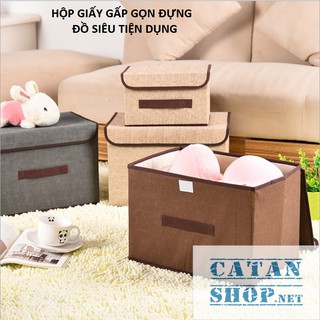 Combo 2 Hộp vải đựng vật dụng xếp gọn, hộp đựng đồ gia đình gấp gọn siêu tiện dụng GD249-HopvaiGG