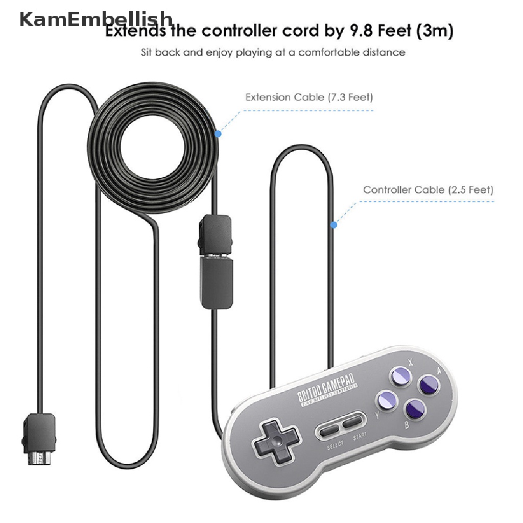 Set 2 dây cáp mở rộng 10FT cho tay cầm chơi game Nintendo SNES & NES Mini Classic