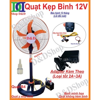 Quạt Kẹp Bình 12V và Sử Dụng Điện 220V, Có 3 Tốc Độ Gió, Có Đèn Led Siêu Sáng. Sử Dụng Thêm Pin 3S, Pin Máy Khoan,..