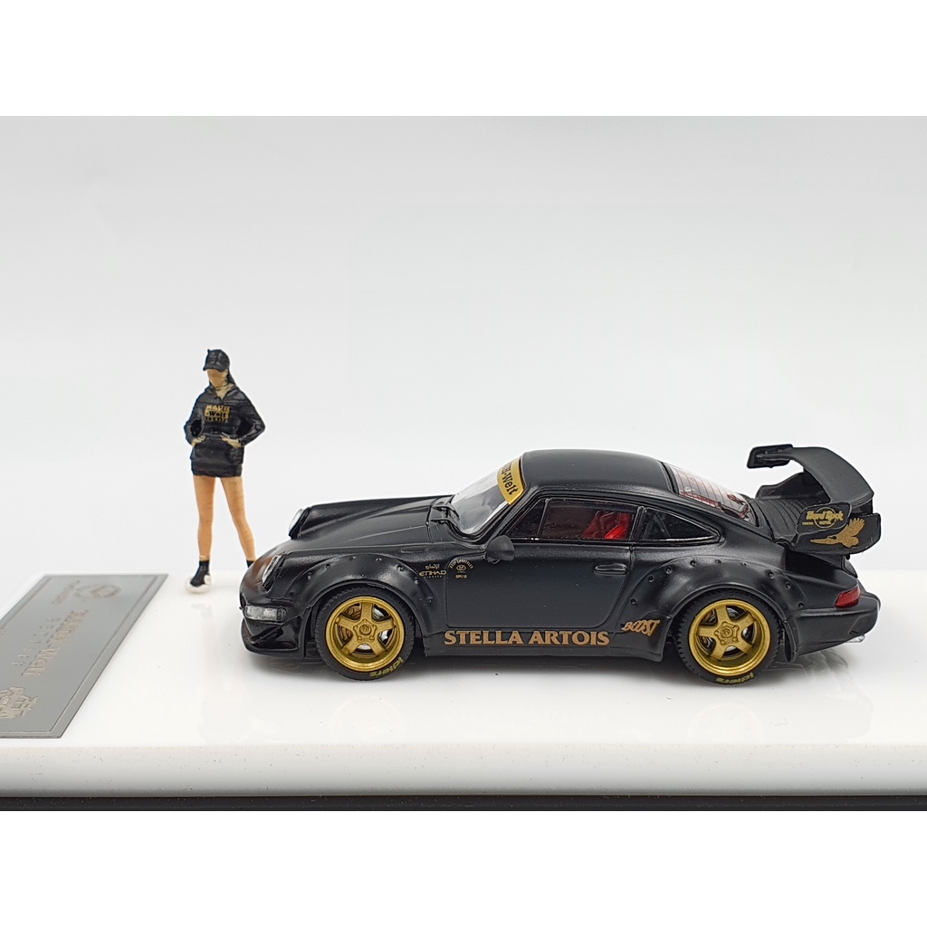 Xe Mô Hình Porsche Rauh-Welt Stella Artois 1:64 Time Micro x Moxtoys ( Đen )