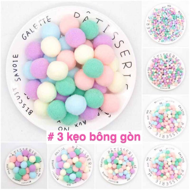 100 Hạt pompom - pom pom nhiều màu 1cm làm slime