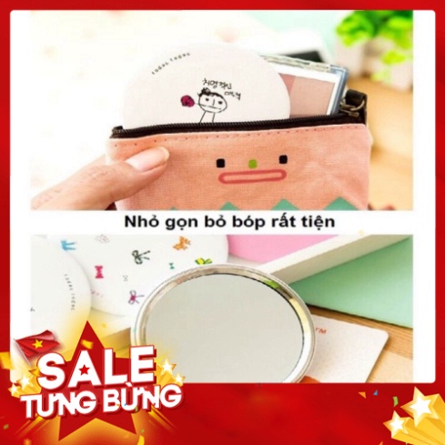 (sỉ=lẻ) Gương soi cầm tay mini Hàn Quốc nhét ví, túi xách tiện lợi AM