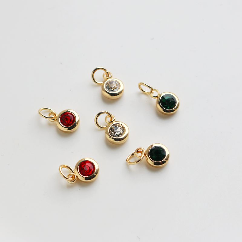 Mặt Dây Chuyền/Vòng Tay/Dây Chuyền Bằng Đồng 14k Đính Đá Zircon 6mm diy