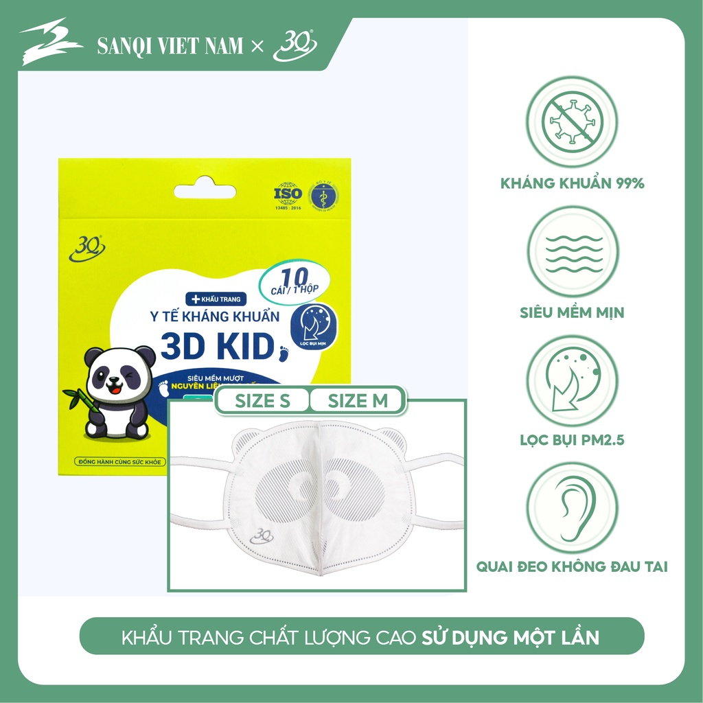 Khẩu trang gấu trúc và táo dễ thương cho bé, set 10 cái/ túi