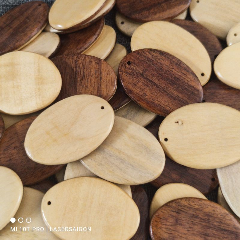 Phôi móc khoá gỗ 2 lớp hình đa dạng