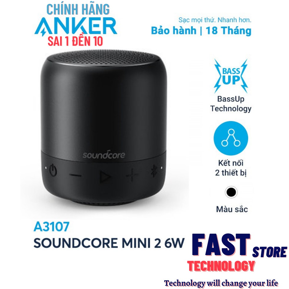 [Mã 159ELSALE hoàn 7% đơn 300K] Loa bluetooth Anker Soundcore Mini 2 A3107 pin 15 giờ