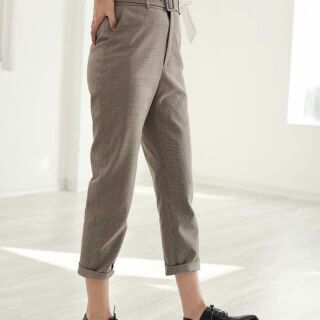 Quần baggy vải kẻ