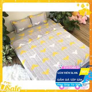 Bộ ga gối Phúc Nguyên 1m8 mẫu chữ v vàng