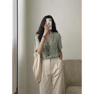 áo tơ cổ vest 2 túi 568