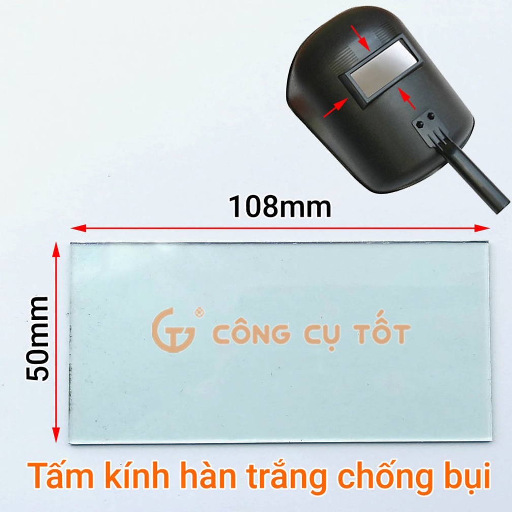 Miếng kính hàn  50x108x2mm chống bụi lắp vào mo hàn