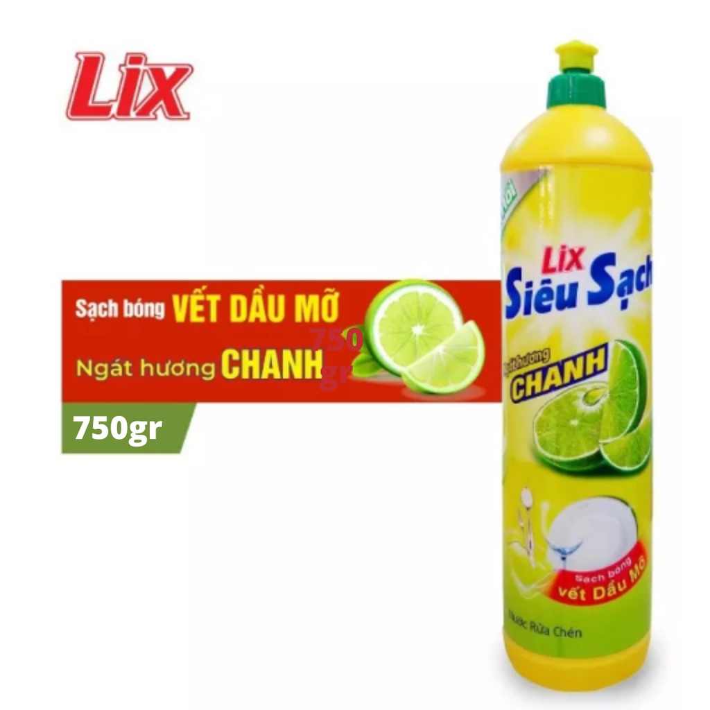 Nước rửa chén siêu sạch chanh 750gr NS750 sạch bóng viết dầu mỡ hương chanh thơm mát - Lixco Vietnam