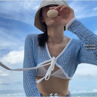 Áo khoác len mỏng croptop dây cột nơ dễ thương!