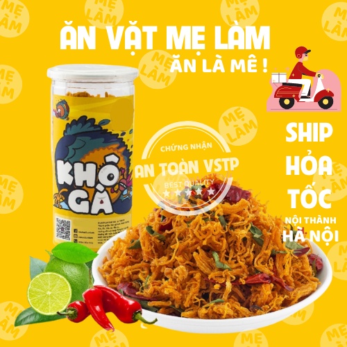 Đồ ăn vặt khô gà lá chanh xé cay Mẹ Làm đồ ăn vặt Hà Nội 300g