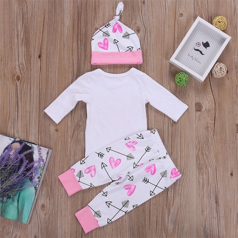 BღBღNewborn Baby Girl Romper Bodysuit + Arrow Long Pants + Hat Clothes Outfit 0-2 Years