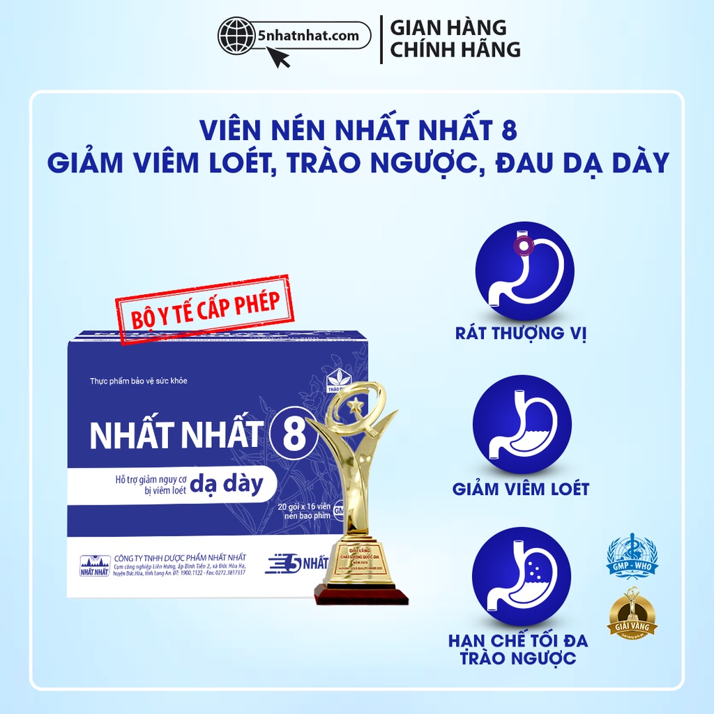 Viên Uống Hỗ Trợ Dạ Dày - Nhất Nhất 8 - Ngăn Ngừa Viêm Loét Dạ Dày, Giảm Trào Ngược, Ợ Hơi, Ợ Chua