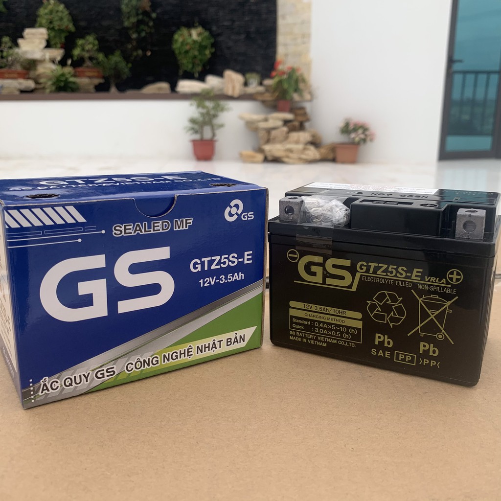 Ắc quy khô GS GTZ5SE 12V-3.5AH | Bình ắc quy xe máy Wave RS, Airblade, Future Neo, Exciter