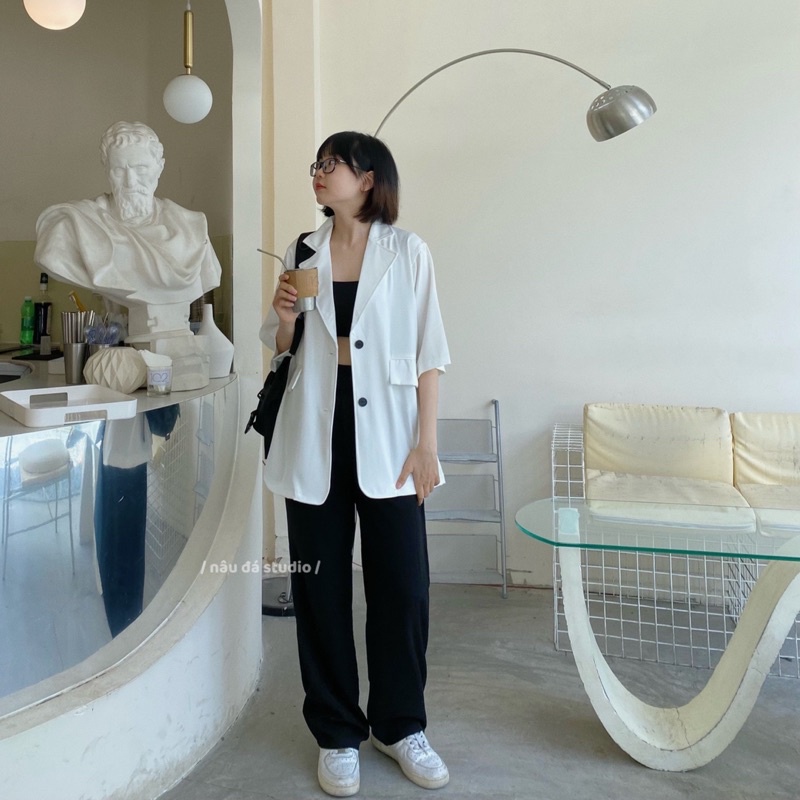 BLAZER NGẮN TAY HÀN QUỐC (ảnh thật) - NÂU ĐÁ STUDIO. | BigBuy360 - bigbuy360.vn
