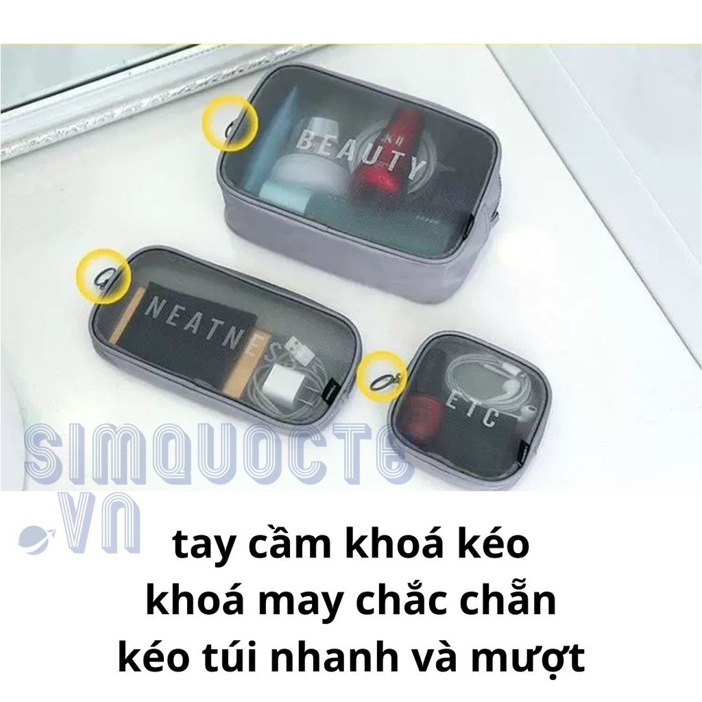 Túi đựng mỹ phẩm du lịch vải lưới xuyên thấu TMP13