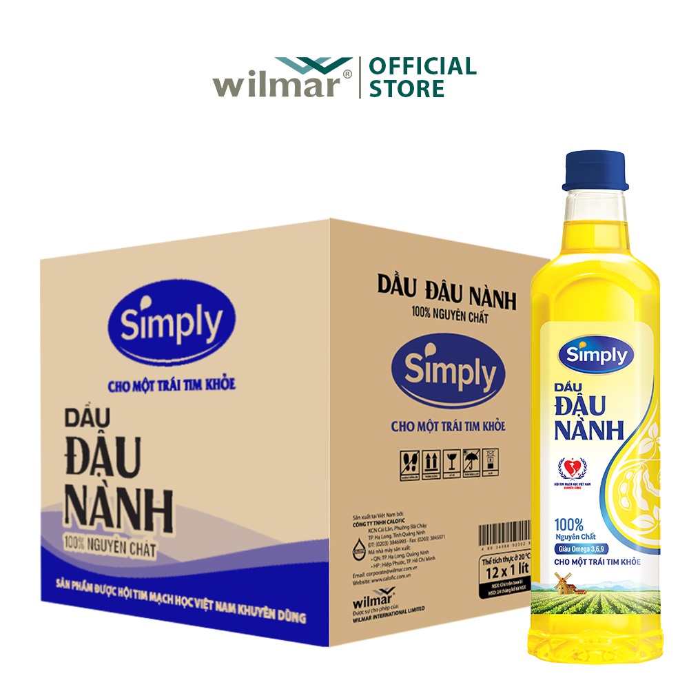 [Hỏa Tốc HCM] Thùng 12 chai Dầu đậu nành simply 1L date mới nhất