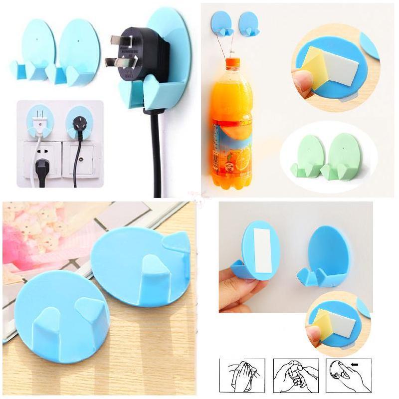 Set 2 Giá Đỡ Phích Cắm Dán Tường Tiện Dụng Cho Gia Đình / Khách Sạn