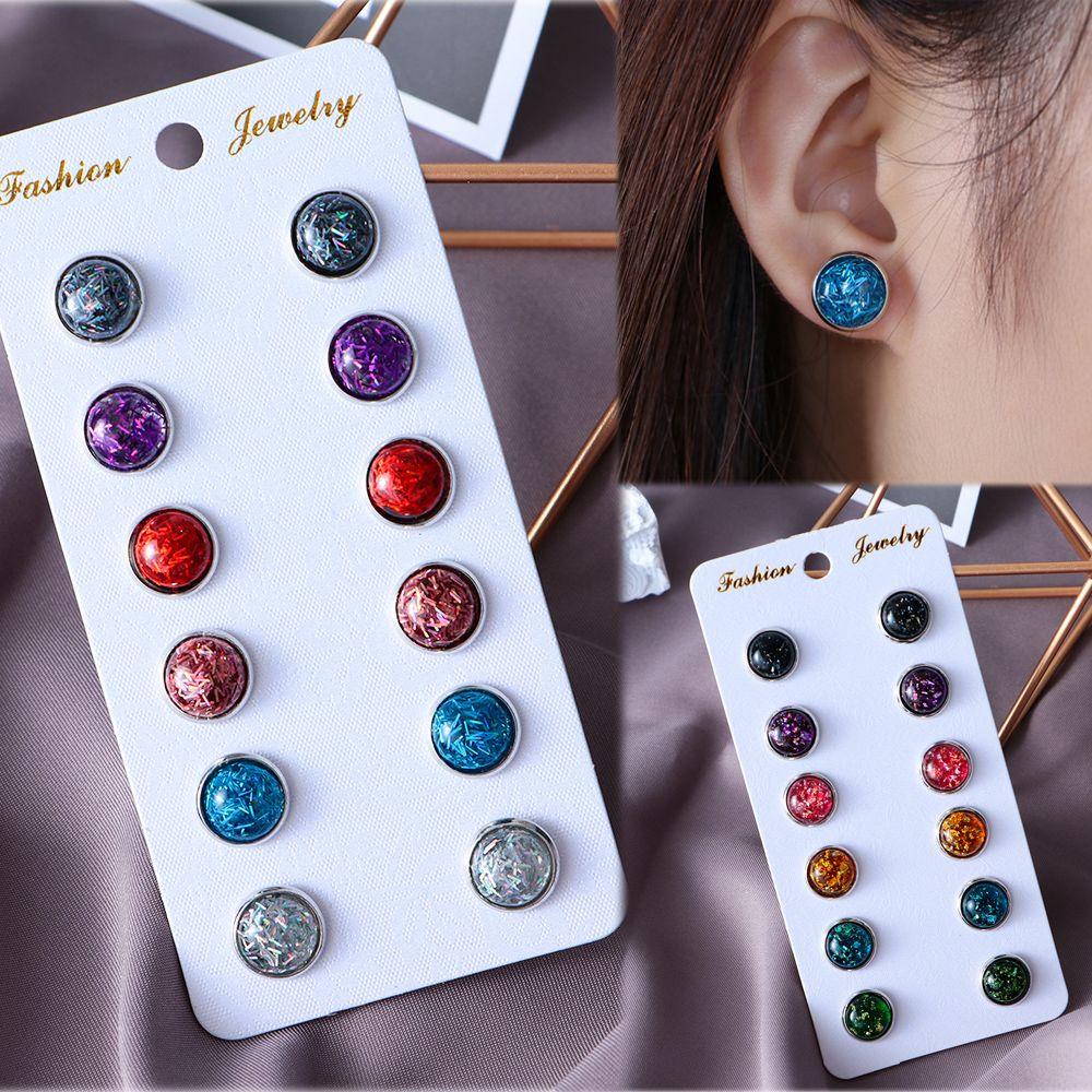 LAY Set 6 Đôi Khuyên Tai Đính Đá Thời Trang Cho Nữ