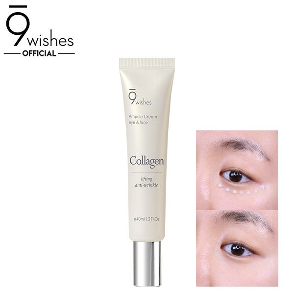 Kem Dưỡng Cải Thiện Nếp Nhăn Da Mặt và Mắt 9 Wishes Collagen Ampule Eye &amp; Face Cream 40ml