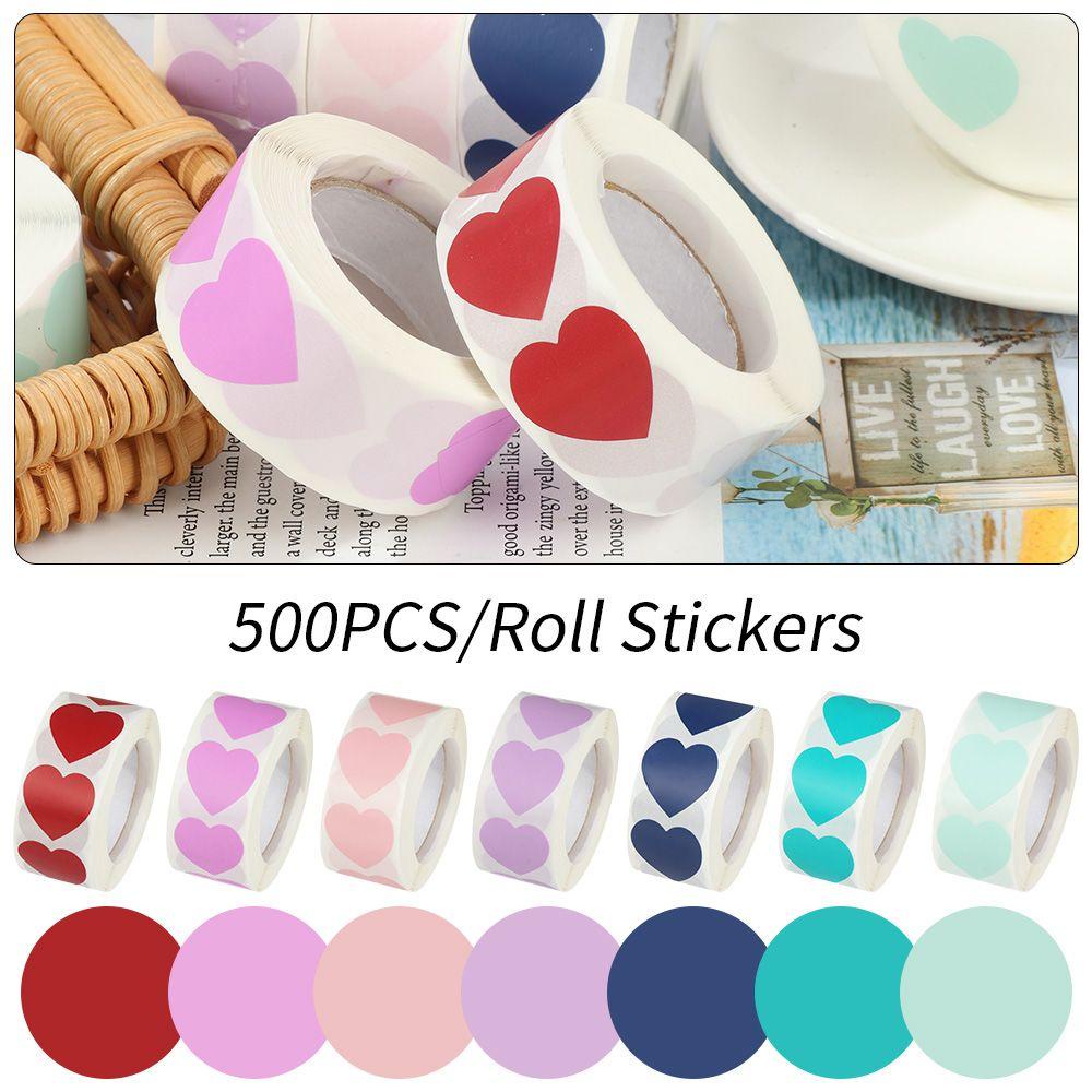 500 Miếng nhãn dán hình trái tim trang trí quà tặng / sổ lưu niệm nhiều màu sắc