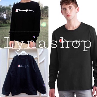 Áo Sweater Nỉ 🍉 Áo nỉ bông dáng tay dài in chữ champion với thiết kế đẹp phối layer màu đen thương hiệu xưởng Lynashop