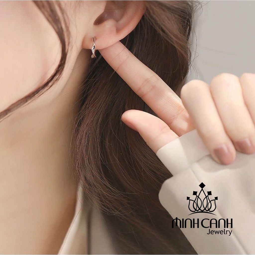 Bông Tai Bạc Sóng Trơn Khóa Bấm Minh Canh Jewelry