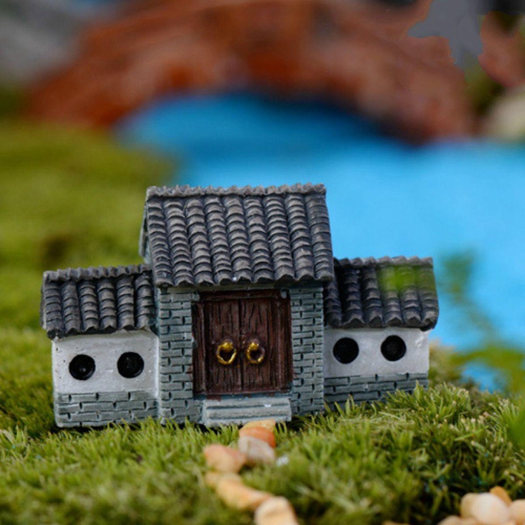 YIYU Đồ trang trí Thành Phố Bằng Nhựa Resin Mini Phong Cách Trung Hoa Cổ Điển Trang Trí Sân Vườn DIY