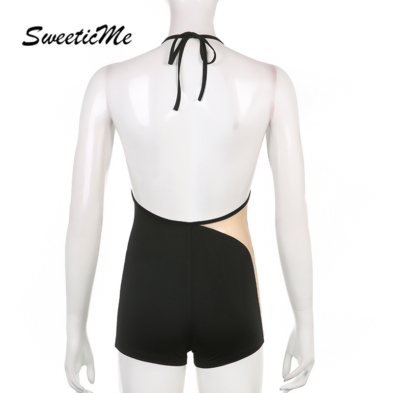 Áo liền quần Sweeticme Phối Lưới Hở Lưng Quyến Rũ 2022 | BigBuy360 - bigbuy360.vn