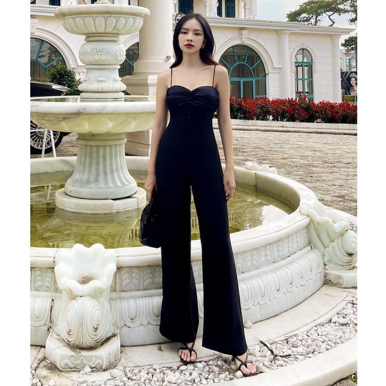 Jumpsuit dáng dài xếp nhún ngực , Peace House Clothing