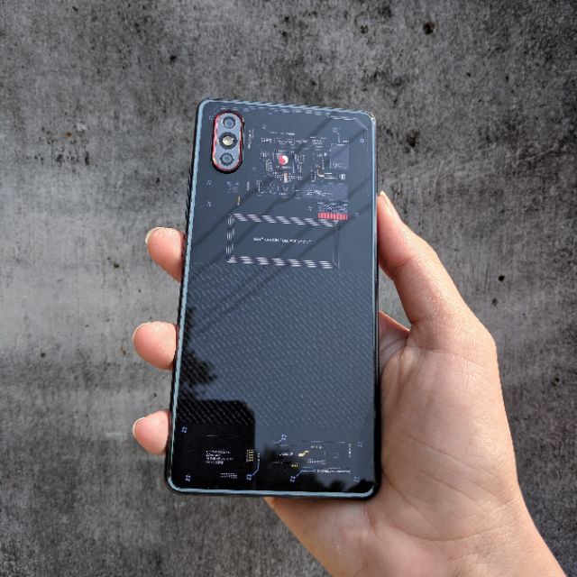 Miếng dán mặt lưng cường lực dẻo in hình mi8ee cho Xiaomi Mi8se