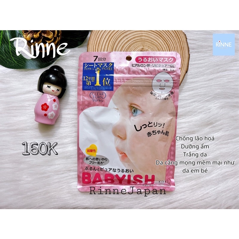 Mặt Nạ Dưỡng Trắng, Chống Lão Hoá Kosé Clear Turn Babyish Moisture Mask