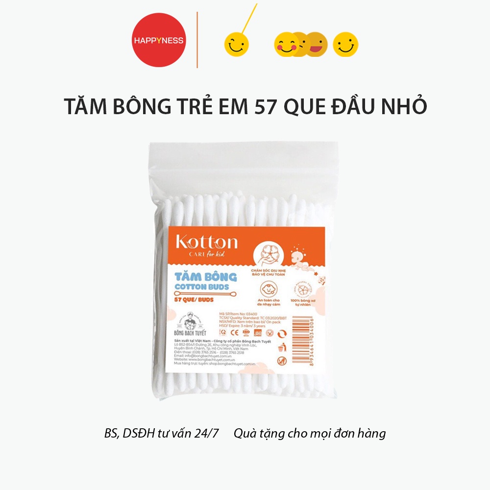 Tăm bông trẻ em, người lớn cao cấp Kotton (Bông bạch tuyết) - Tăm bông tiệt trùng từ 100% bông xơ tự nhiên