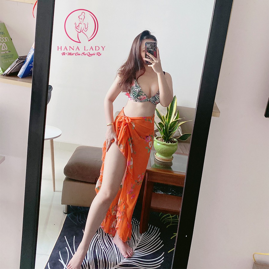 Chân váy bikini mặc ngoài siêu sang sexy hoa cao cấp, áo choàng đi biển gợi cảm BN113