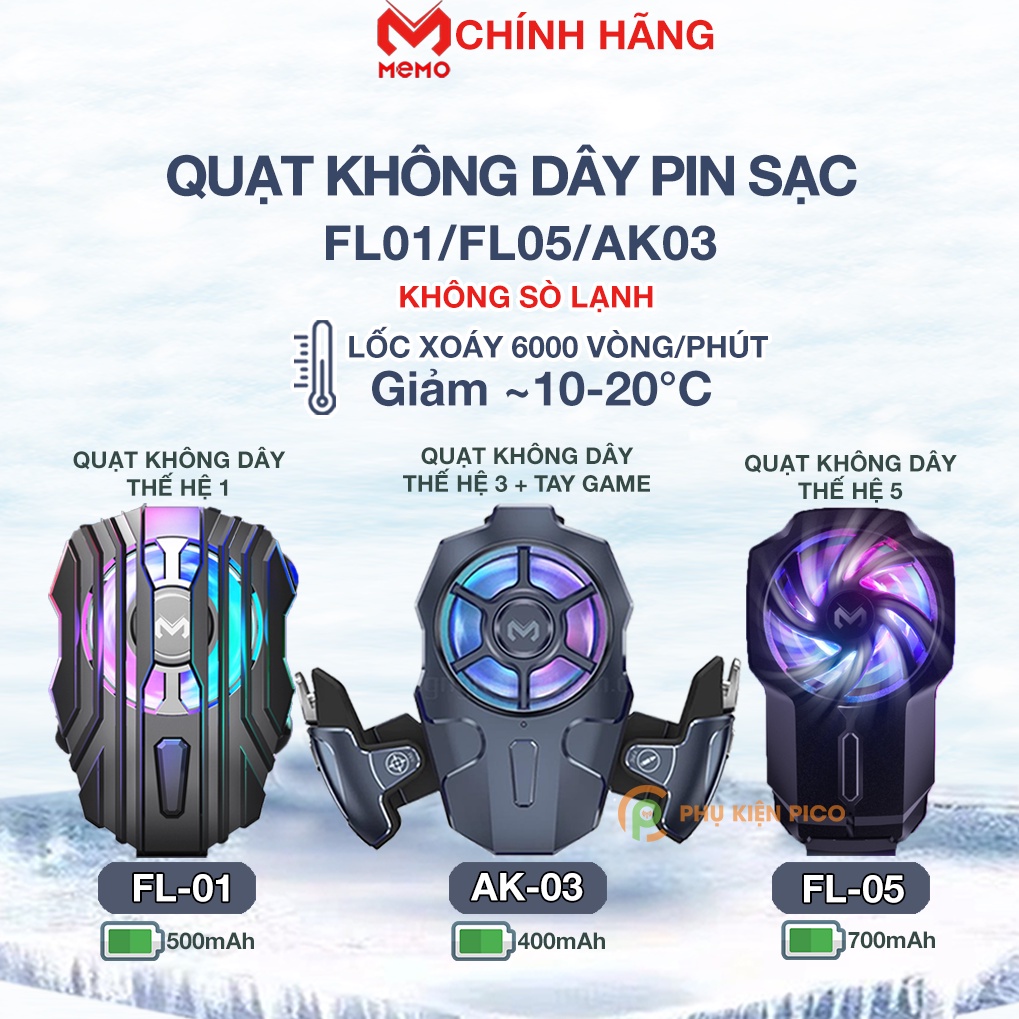 Quạt tản nhiệt điện thoại sò lạnh MEMO DL05/DL02/DL06/DL03/AK03/DL07/DL08/CX01/K3/K4 Pro Nút chơi game auto tap Bắn PUBG