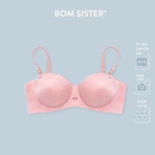 Áo lót mút bàn tay thông hơi su đúc cup ngang không gọng thoải mái hoạ tiết caro nâng ngực tự nhiên BOM SISTER A909