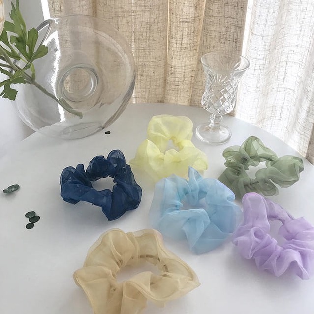 Buộc tóc nữ lưới màu trơn co giãn thời trang hàn quốc