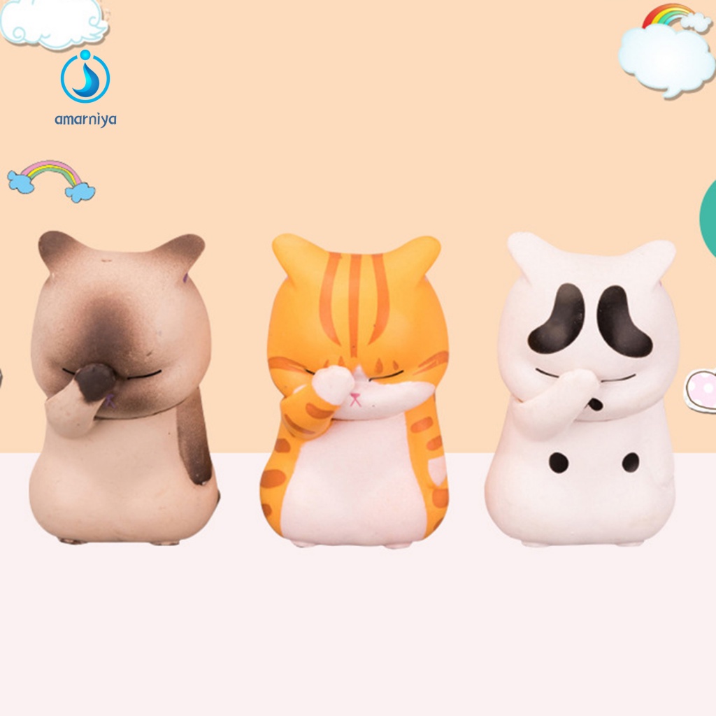 Tượng Mèo Bằng Nhựa Màu Sắc Tươi Sáng Trang Trí Nhà Cửa
