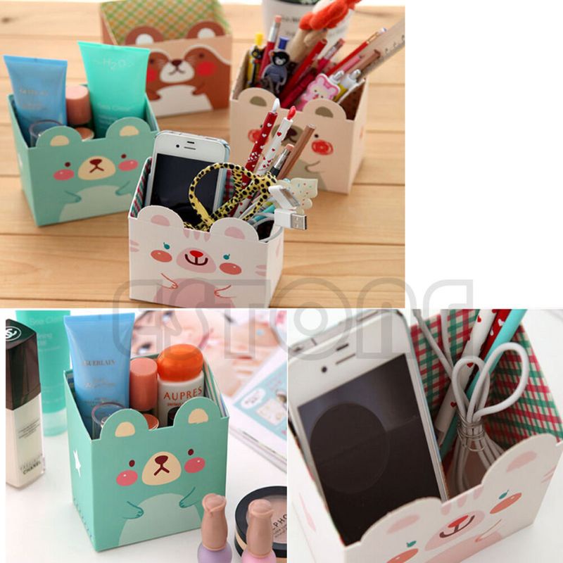 Hộp Giấy Đựng Đồ Trang Điểm Hình Mèo Hoạt Hình Dễ Thương