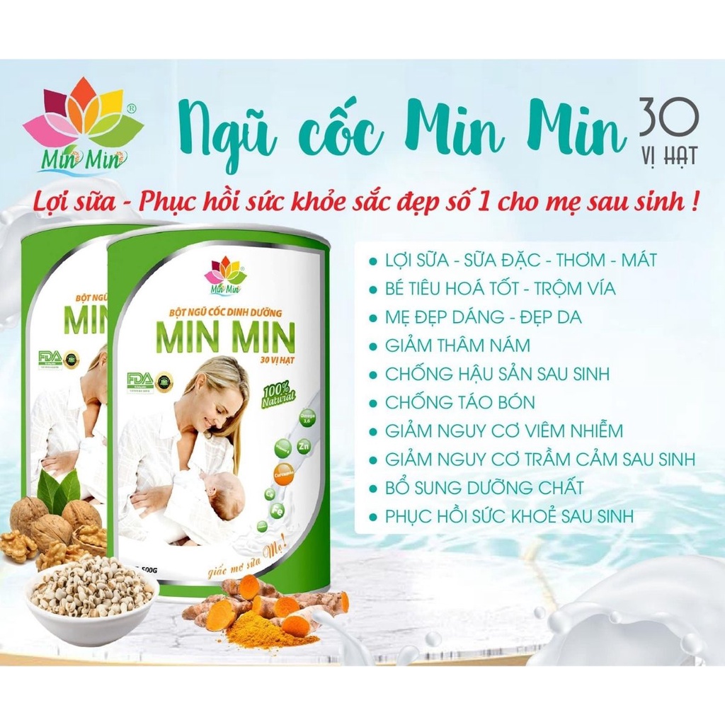 Ngũ Cốc Lợi Sữa MIN MIN Chính Hãng STORE MERRY Ngũ Cốc Lợi Sữa MIN MIN Loại 29 Hạt Và 30 Hạt