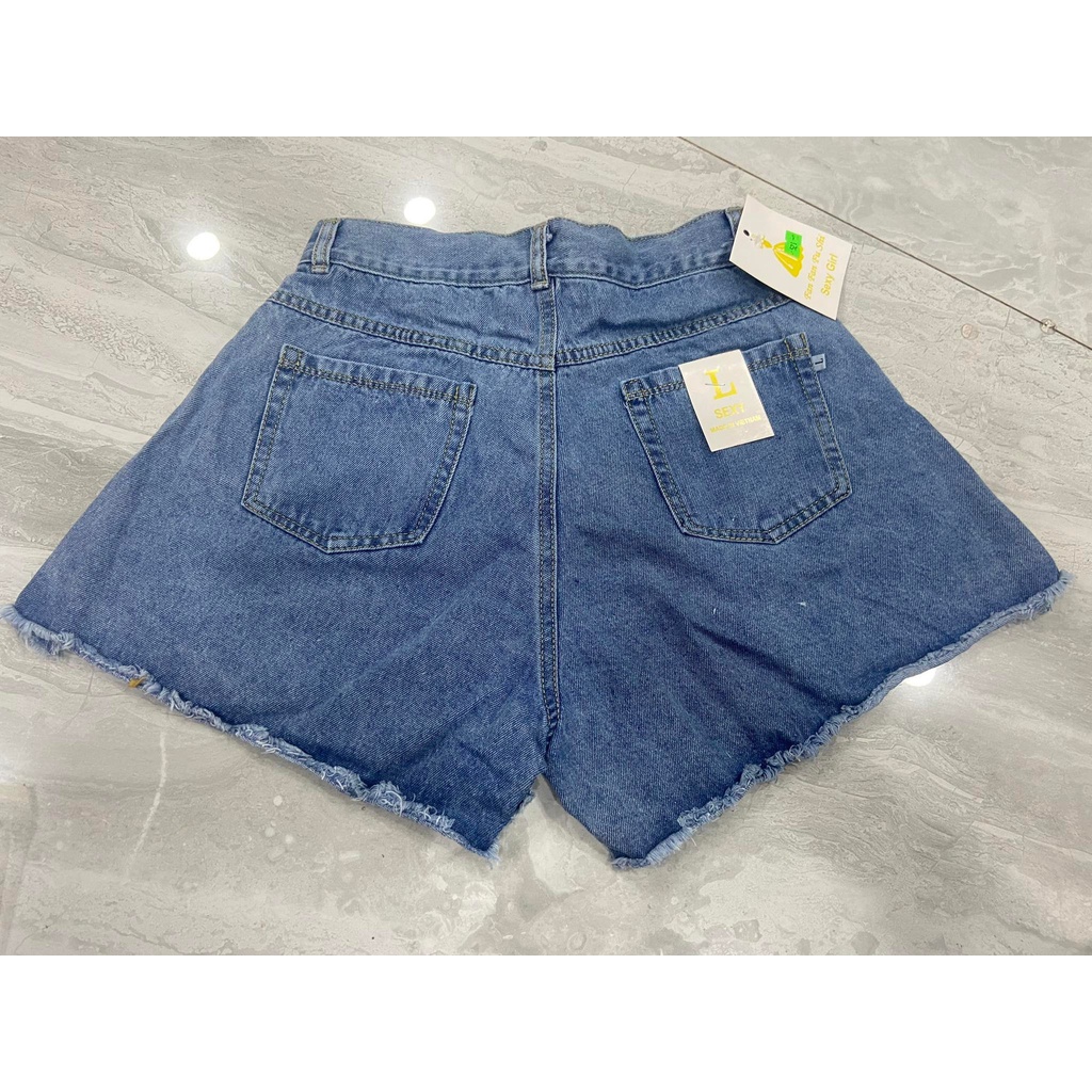 Quần Short Jeans Ống Rộng Lai Cắt, alohashop91